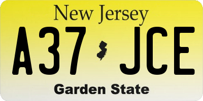 NJ license plate A37JCE
