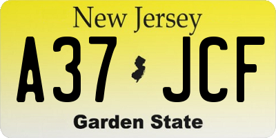 NJ license plate A37JCF
