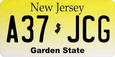 NJ license plate A37JCG