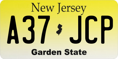 NJ license plate A37JCP