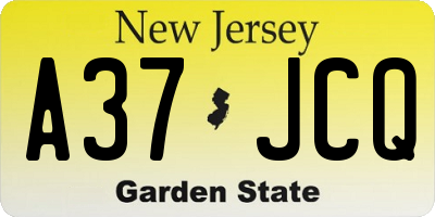 NJ license plate A37JCQ