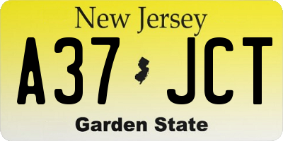 NJ license plate A37JCT