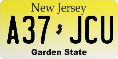 NJ license plate A37JCU