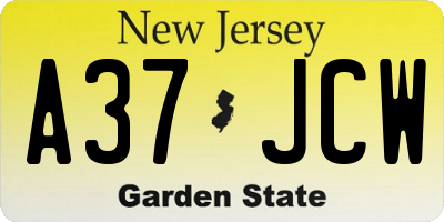 NJ license plate A37JCW