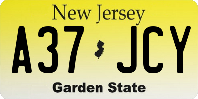 NJ license plate A37JCY