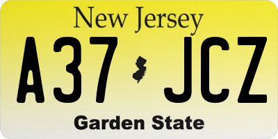 NJ license plate A37JCZ