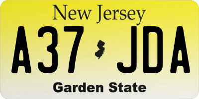 NJ license plate A37JDA