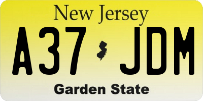 NJ license plate A37JDM