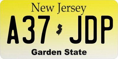 NJ license plate A37JDP