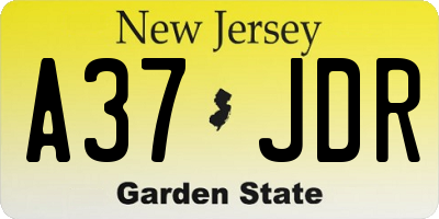 NJ license plate A37JDR