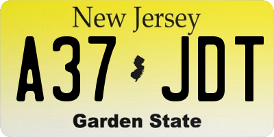 NJ license plate A37JDT