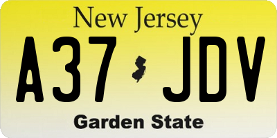 NJ license plate A37JDV