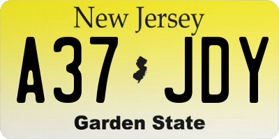 NJ license plate A37JDY