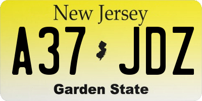 NJ license plate A37JDZ
