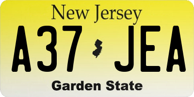 NJ license plate A37JEA