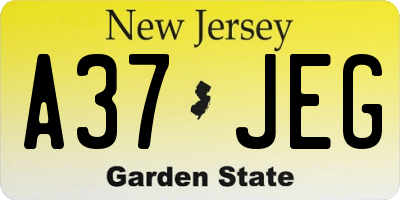 NJ license plate A37JEG