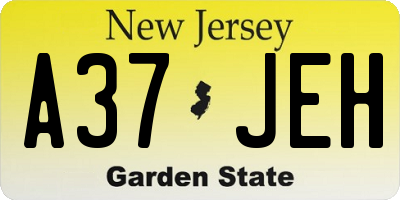 NJ license plate A37JEH
