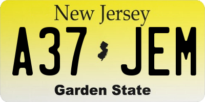 NJ license plate A37JEM