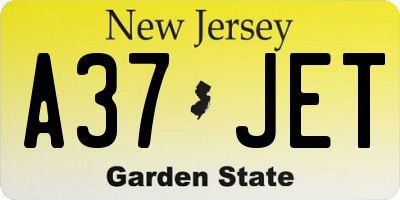 NJ license plate A37JET