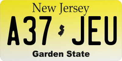 NJ license plate A37JEU