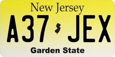 NJ license plate A37JEX