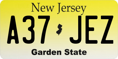 NJ license plate A37JEZ