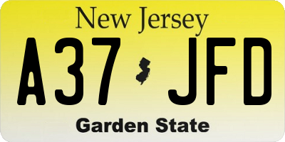 NJ license plate A37JFD