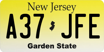 NJ license plate A37JFE