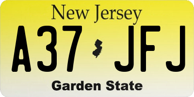 NJ license plate A37JFJ