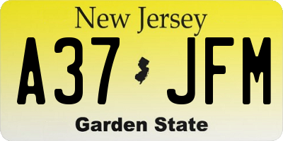 NJ license plate A37JFM