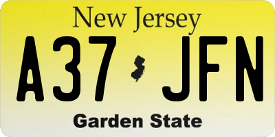NJ license plate A37JFN