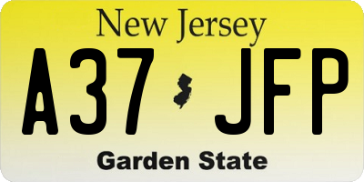 NJ license plate A37JFP
