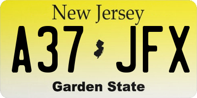 NJ license plate A37JFX