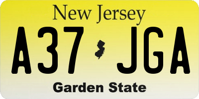 NJ license plate A37JGA