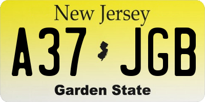 NJ license plate A37JGB