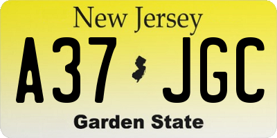NJ license plate A37JGC