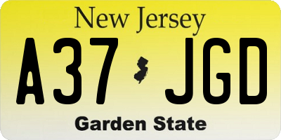 NJ license plate A37JGD