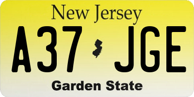 NJ license plate A37JGE
