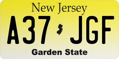 NJ license plate A37JGF