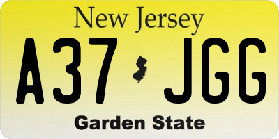 NJ license plate A37JGG
