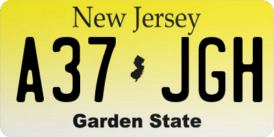 NJ license plate A37JGH