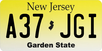 NJ license plate A37JGI