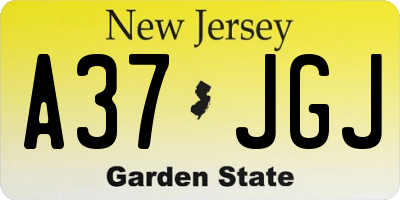 NJ license plate A37JGJ
