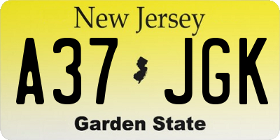 NJ license plate A37JGK