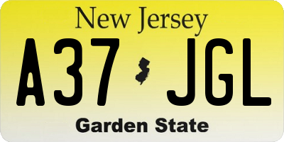 NJ license plate A37JGL