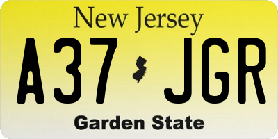 NJ license plate A37JGR