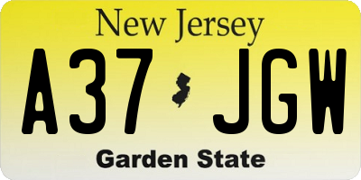 NJ license plate A37JGW