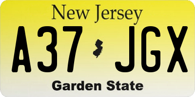 NJ license plate A37JGX