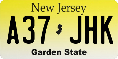NJ license plate A37JHK
