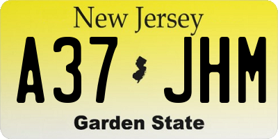 NJ license plate A37JHM